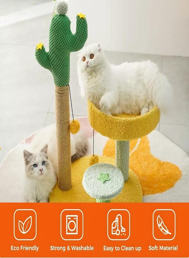 VAYINATO Cactus Model 3-in-1 Cat Scratching Post with Bed, Indoor Cat House & Climbing Post, Eco-Friendly Natural Material, Washable & Vacuum-Cleanable Cat Furniture for Kittens & Cats | 65 * 40 cm - Image 4